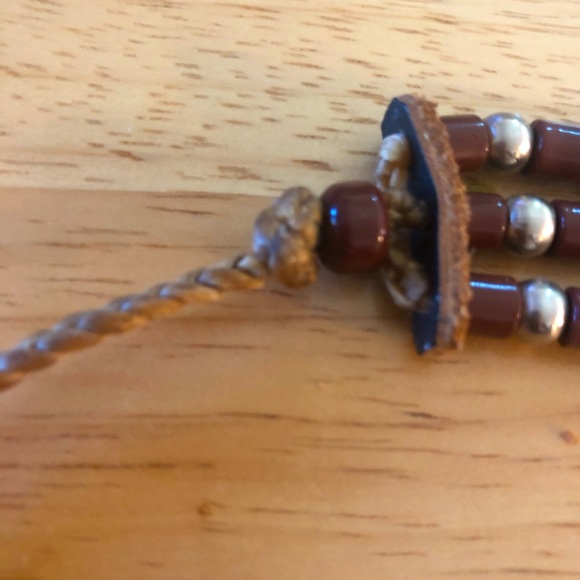 Hand crafted unisex leather and bead bracelet Vintage - Picture 2 of 5